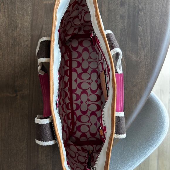 Vintage Coach Hamptons Weekend Tote in White and Pink - Picture 5 of 6